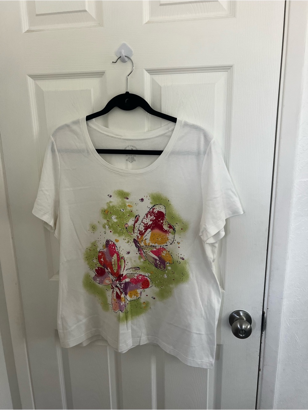 White Stag‎ White Tee with Colorful Butterfly Print